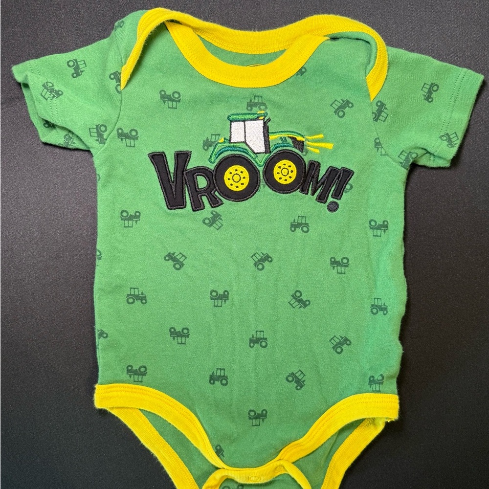 John Deere Vroom! Baby Bodysuit – Size 6/9 Months – JD Green